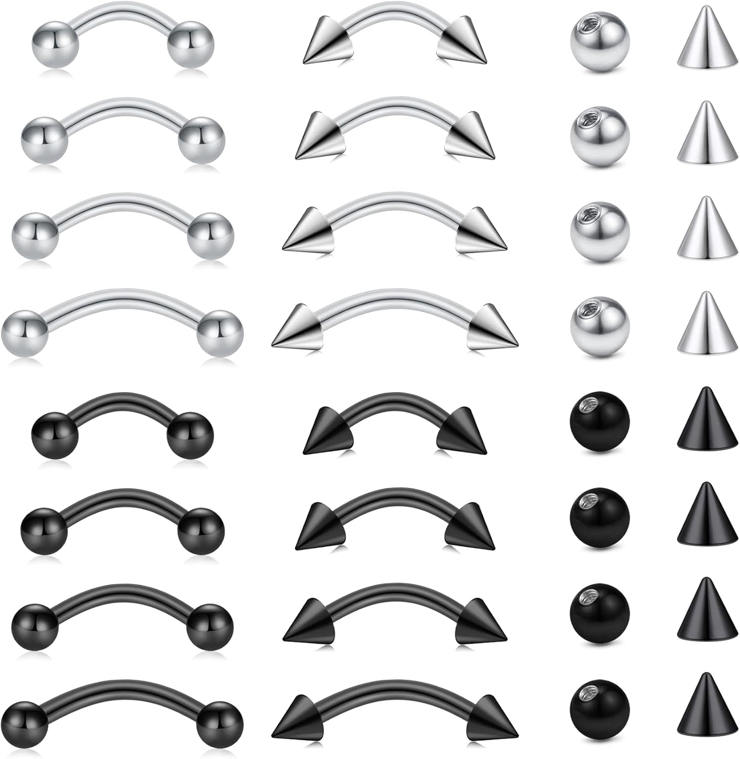 Body Jewelry Vertical Labret - Conjunto de 32 peças de joias