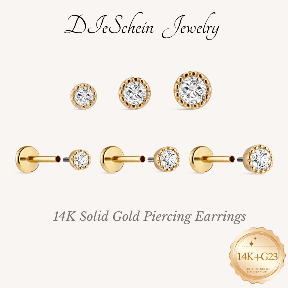 Tragus Flat Back - Brincos de Ouro Sólido 14K DIeSchein