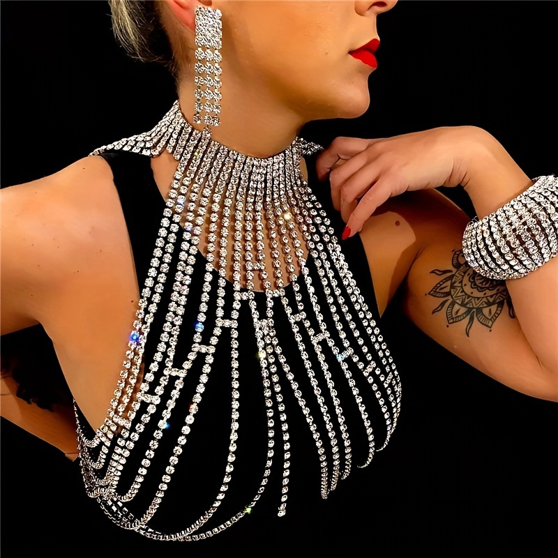 Body Jewelry High End - Corrente de peito de cristal de