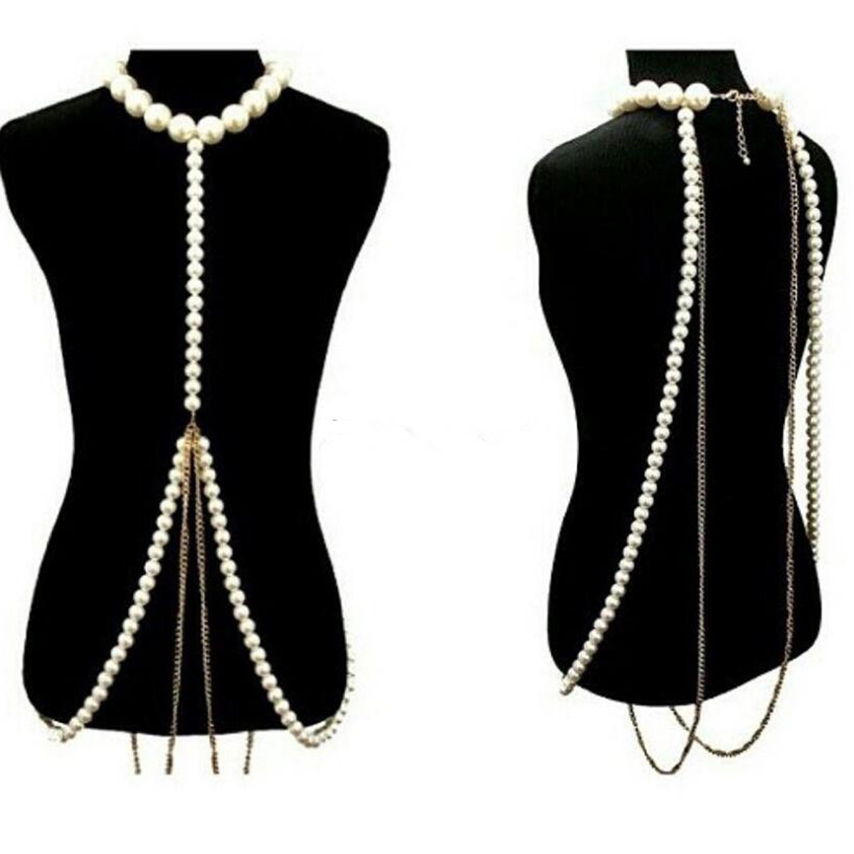 Body Jewelry High End - Luxuosa corrente de ouro pérola corpo