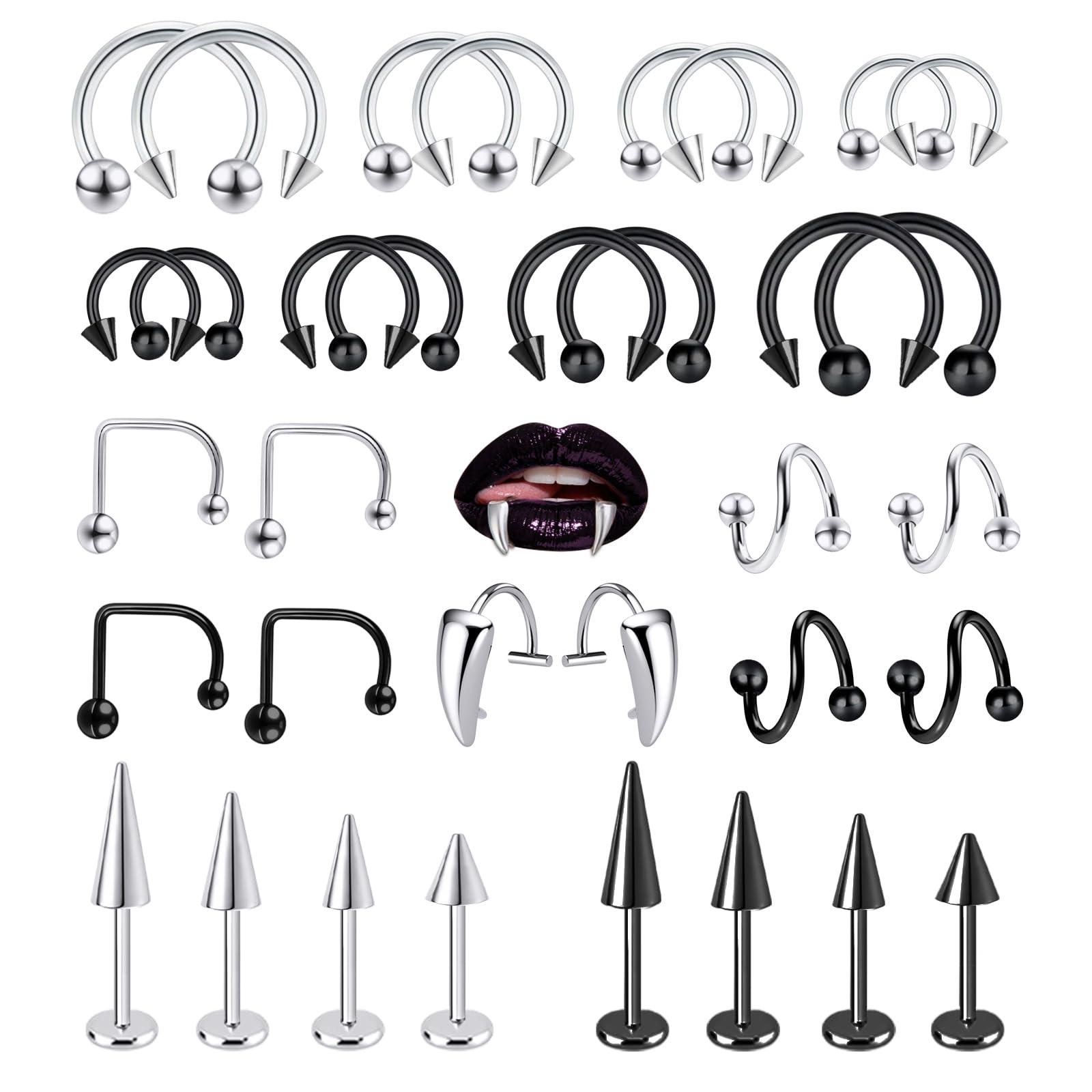 Body Jewelry Vertical Labret - 34pcs/Set 16G mordida de serpente Piercing