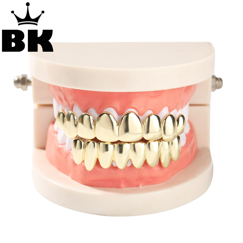 Body Jewelry Gold Plated - THE BLING KING-Conjunto Grillz Polido, Superior