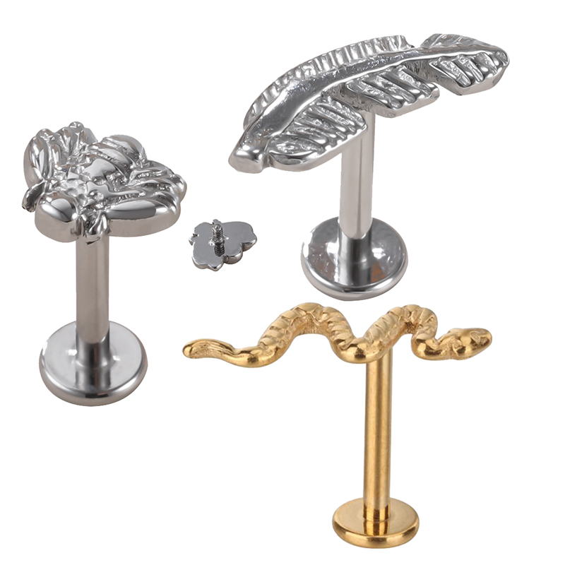 Body Jewelry Metal Types - G23 titânio cobra/abeja/pena/tipo pierico lábio parafuso