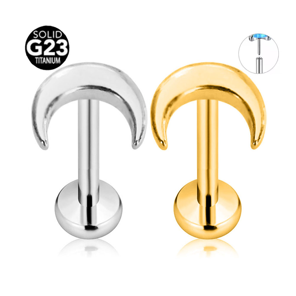 Body Jewelry Threadless - ASTM F136 G23 Titânio Brilhante Crescente