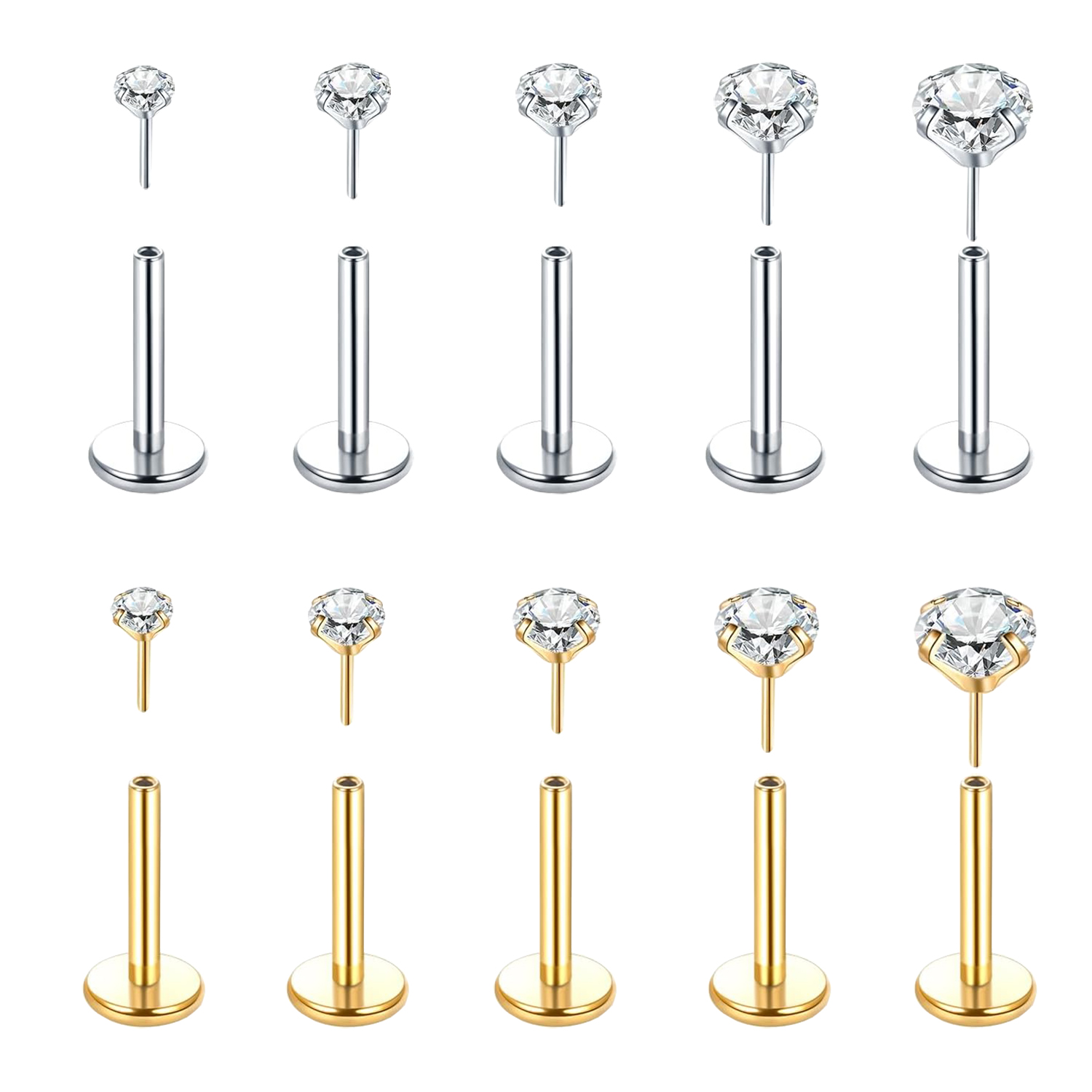 Body Jewelry Threadless - 5 Pcs Threadless Push In Orelha