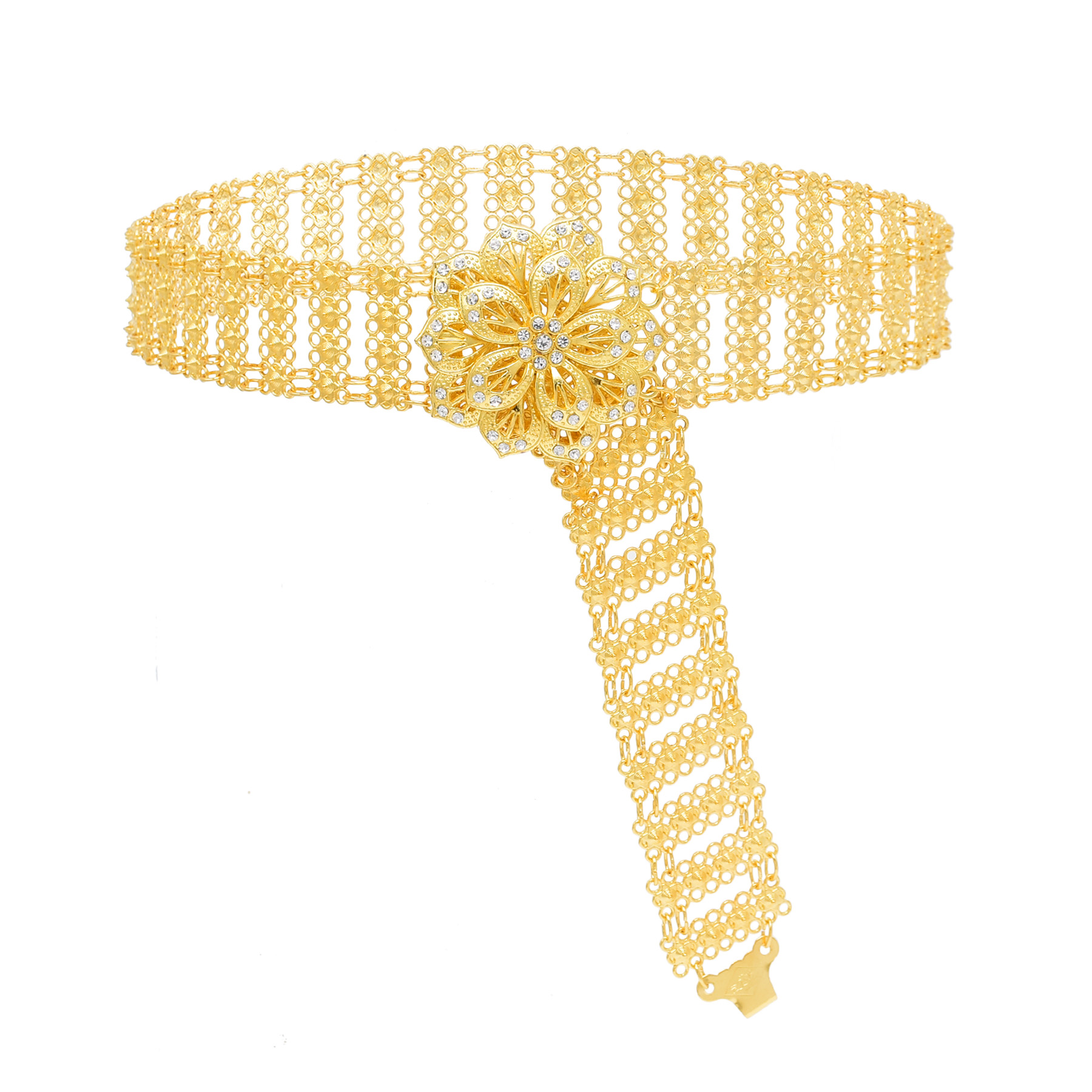 Body Jewelry Indian - Metal dourado grande flor 3d encantos