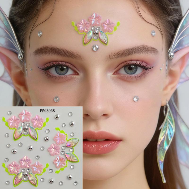 Body Jewelry Eyebrow - Adesivos de Joias Faciais Iridescentes com