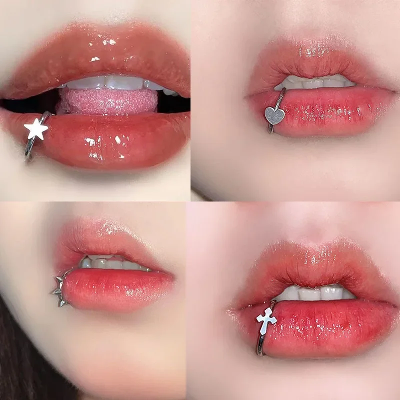 Body Jewelry Vertical Labret - Anel labial de aço inoxidável, estrela