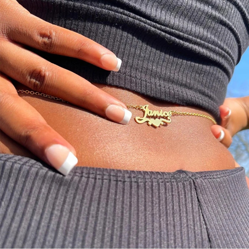 Body Jewelry Charms - Corrente De Barriga De Aço Inoxidável