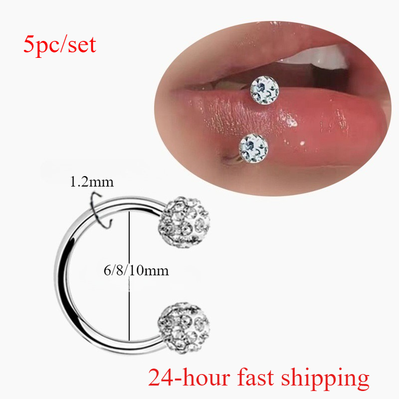 Body Jewelry Metal Types - Anel labial espiral de bola de