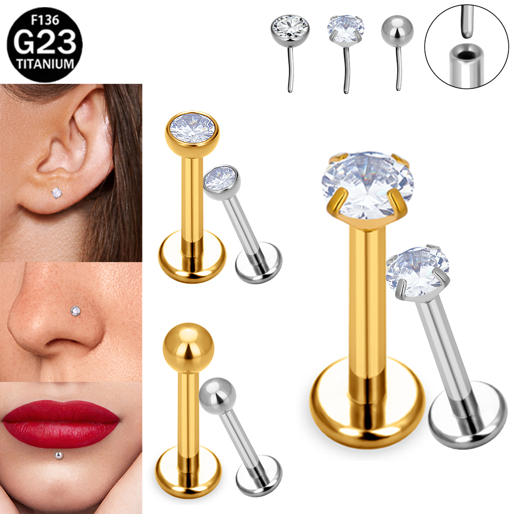 Body Jewelry Threadless - Brinco Labret F136 G23 de Titânio