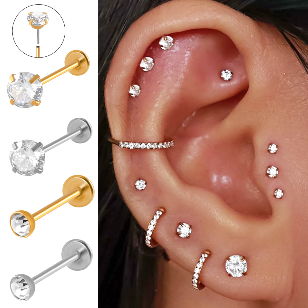 Body Jewelry Threadless - Aço cirúrgico Zircão Piercing Brinco, Piercing