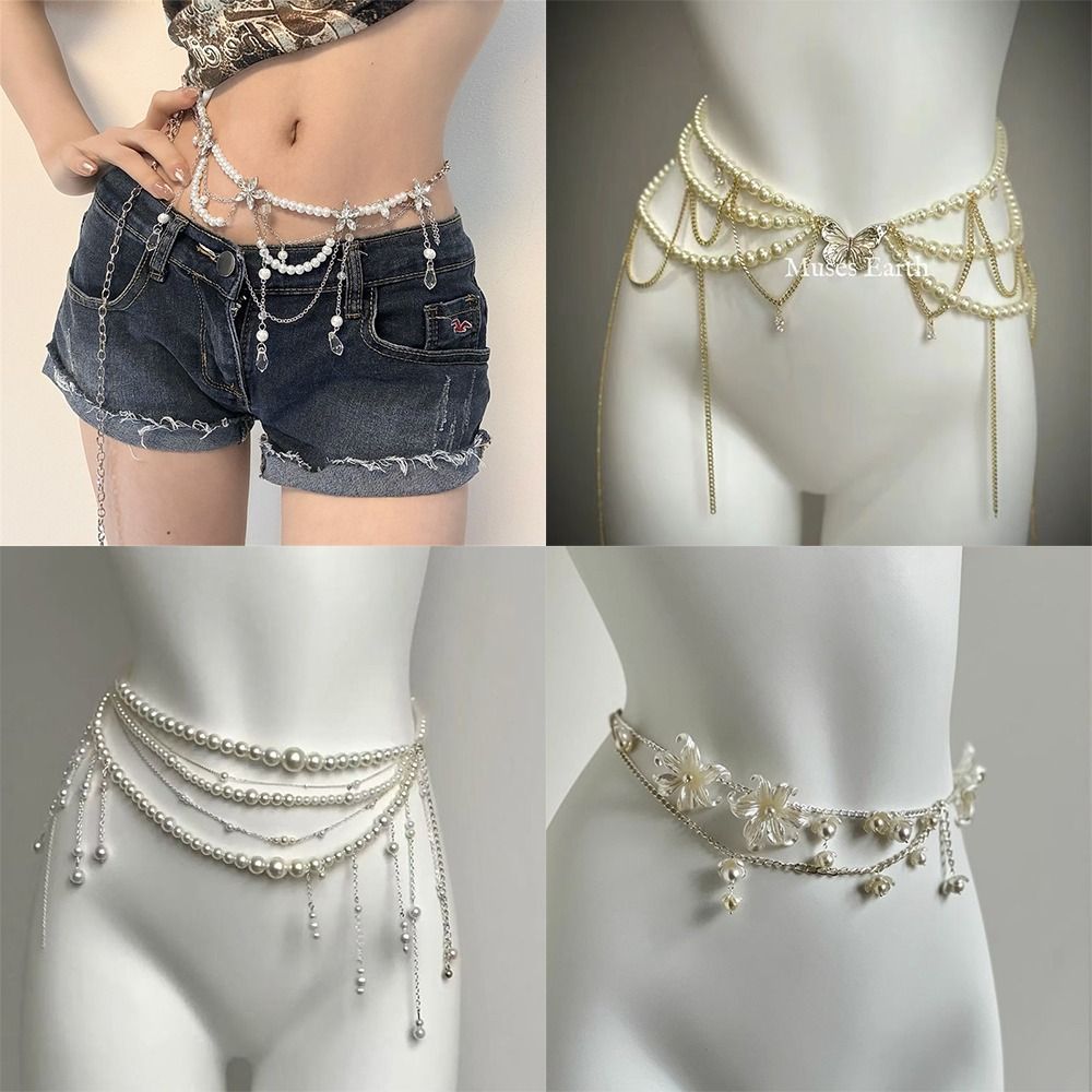 Body Jewelry Ends - Moda elegante pérola cintura correntes acessório