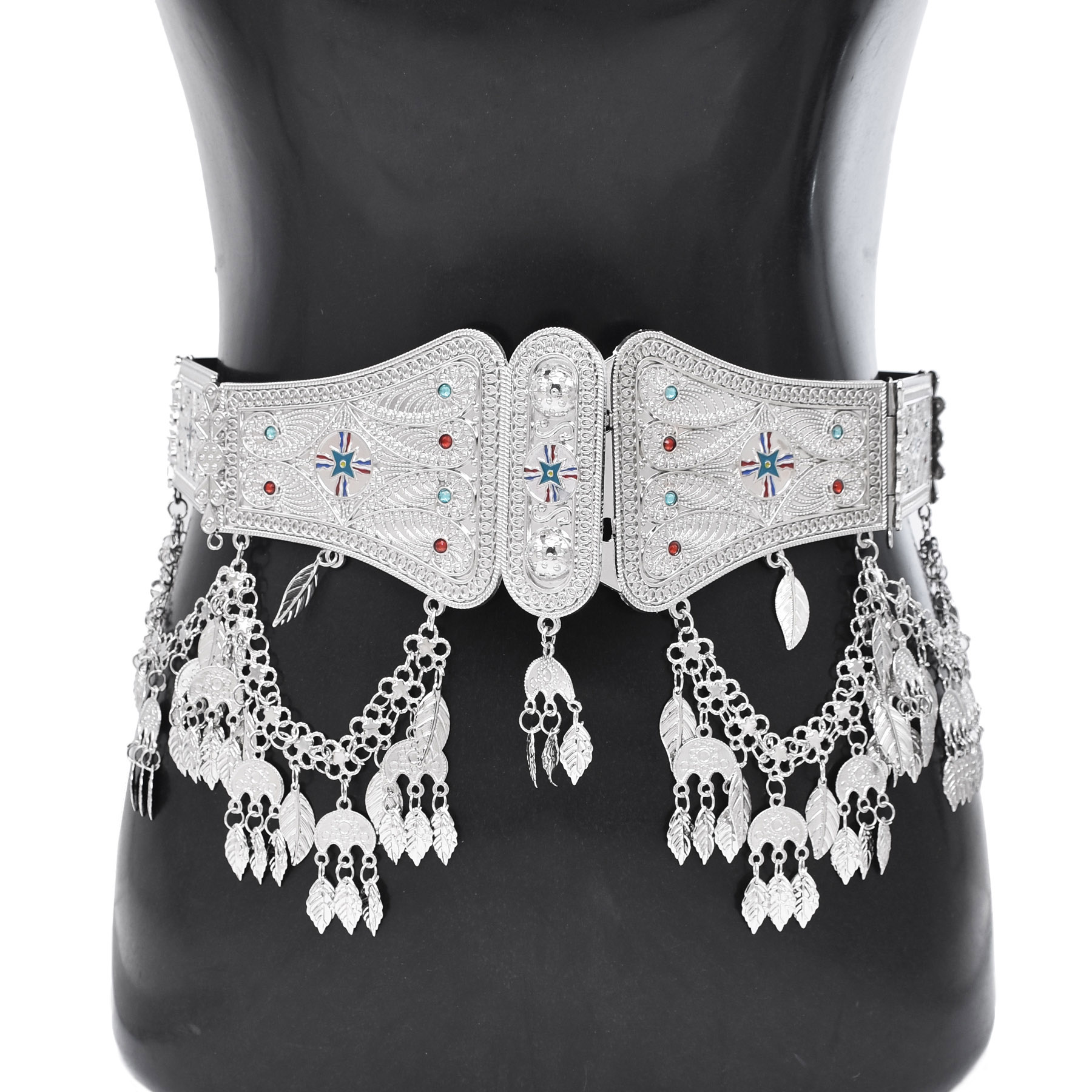 Body Jewelry Indian - Prata chapeado marroquino caftan cinto coração