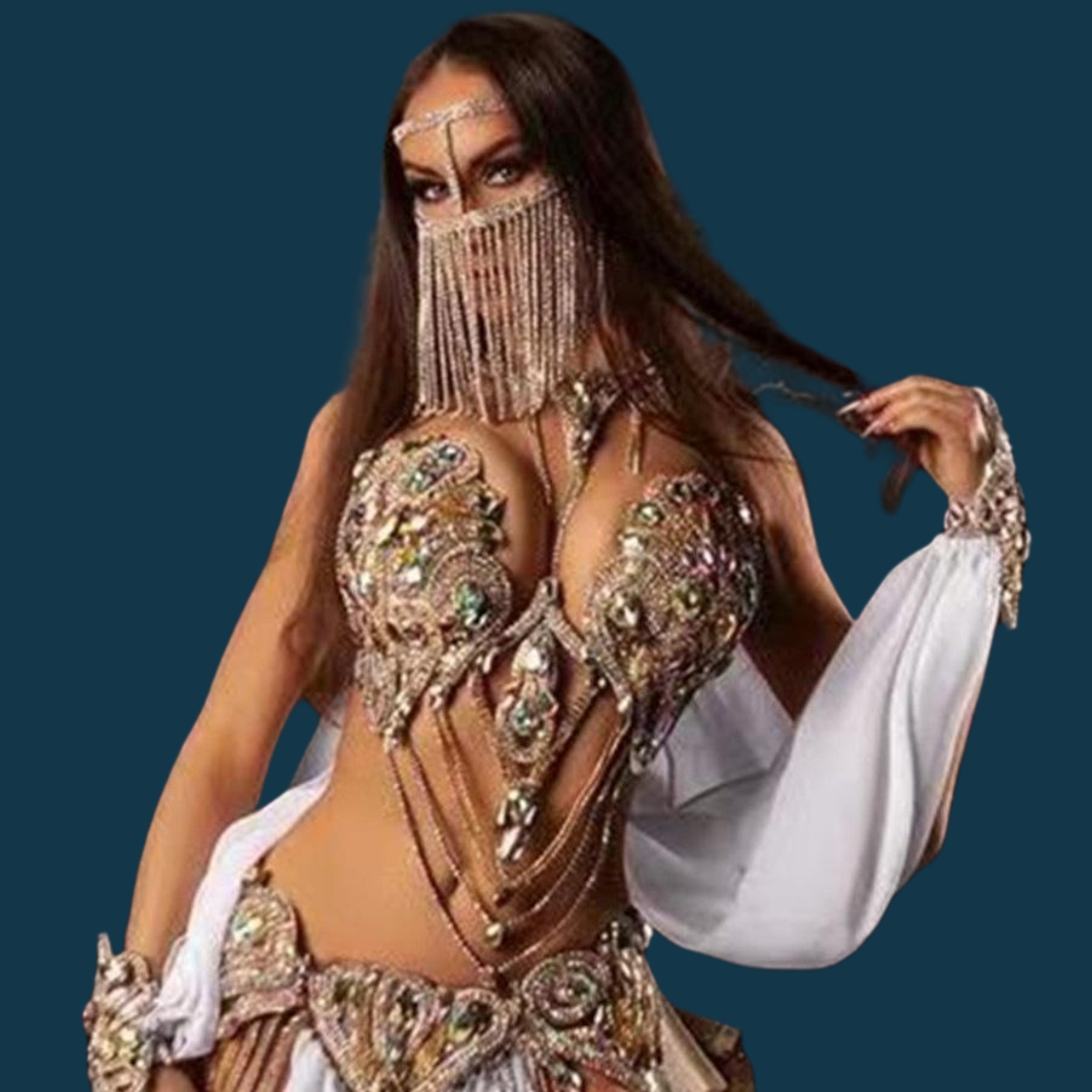 Máscara de Luxo com Cristais e - Body Jewelry High End avaliação e preço