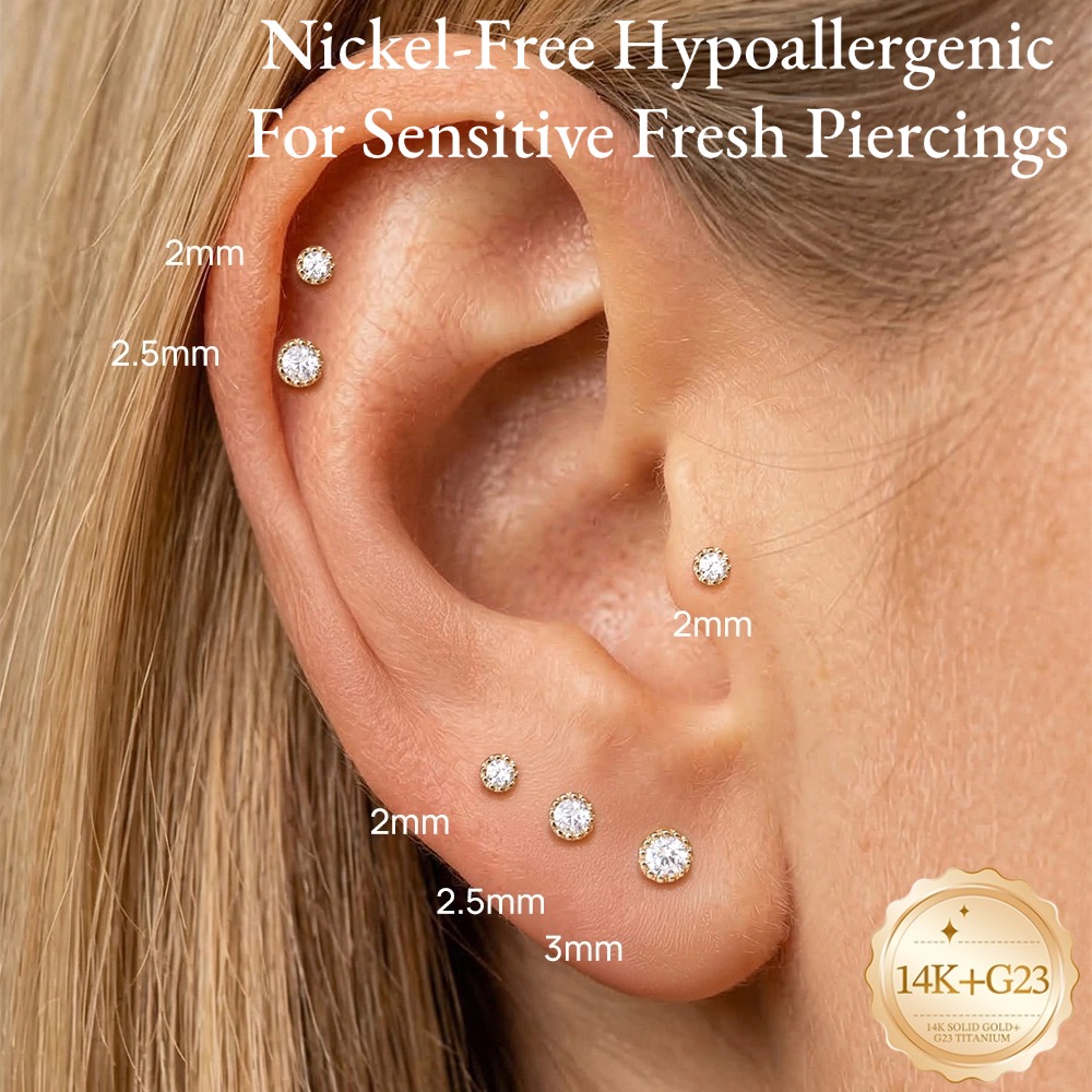 Brincos de Ouro Sólido 14K DIe - Tragus Flat Back avaliação e preço