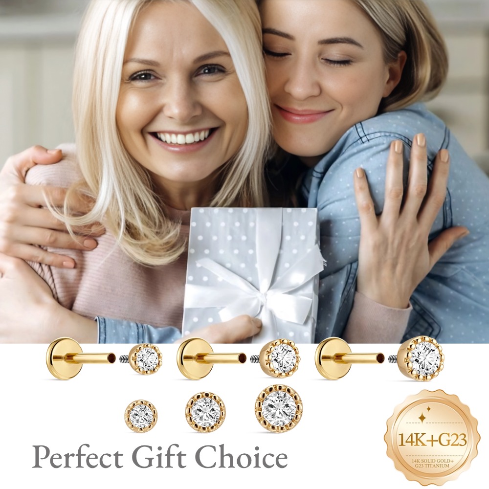 Brincos de Ouro Sólido 14K DIe - Tragus Flat Back avaliação e preço