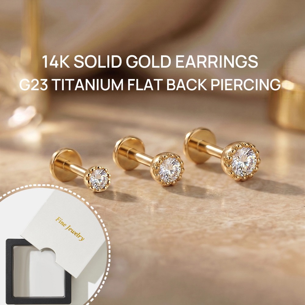 Brincos de Ouro Sólido 14K DIe - Tragus Flat Back avaliação e preço