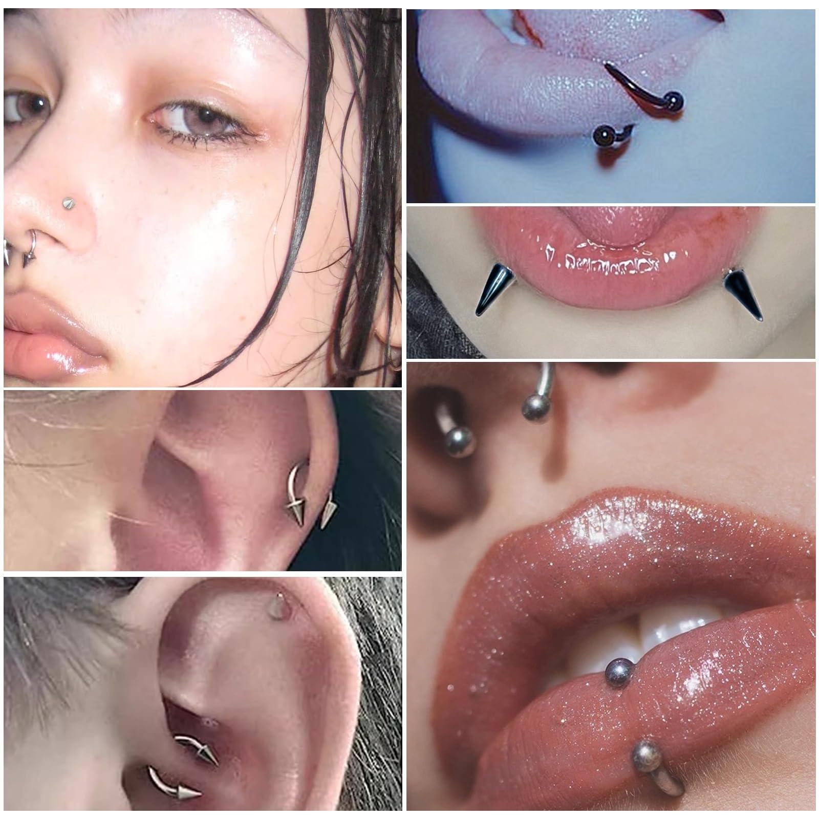 34pcs/Set 16G mordida de serpe - Body Jewelry Vertical Labret avaliação e preço