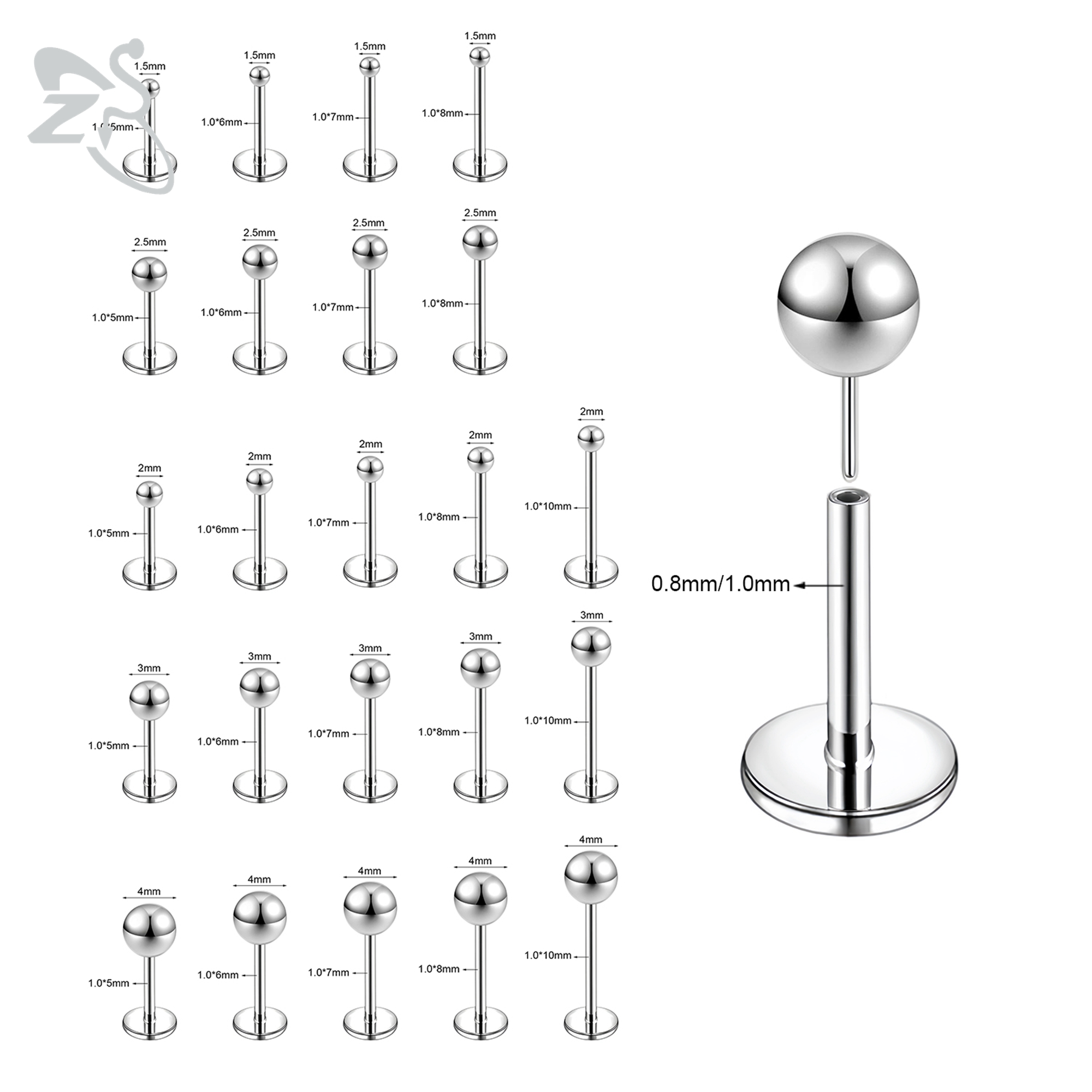 ZS 10 Pçs/lote Plug-In Estilo  - Body Jewelry Threadless avaliação e preço