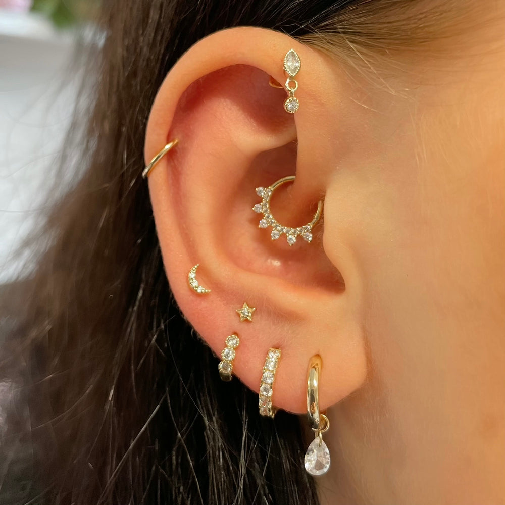 Estrela lua cartilagem brincos - Tragus Flat Back avaliação e preço