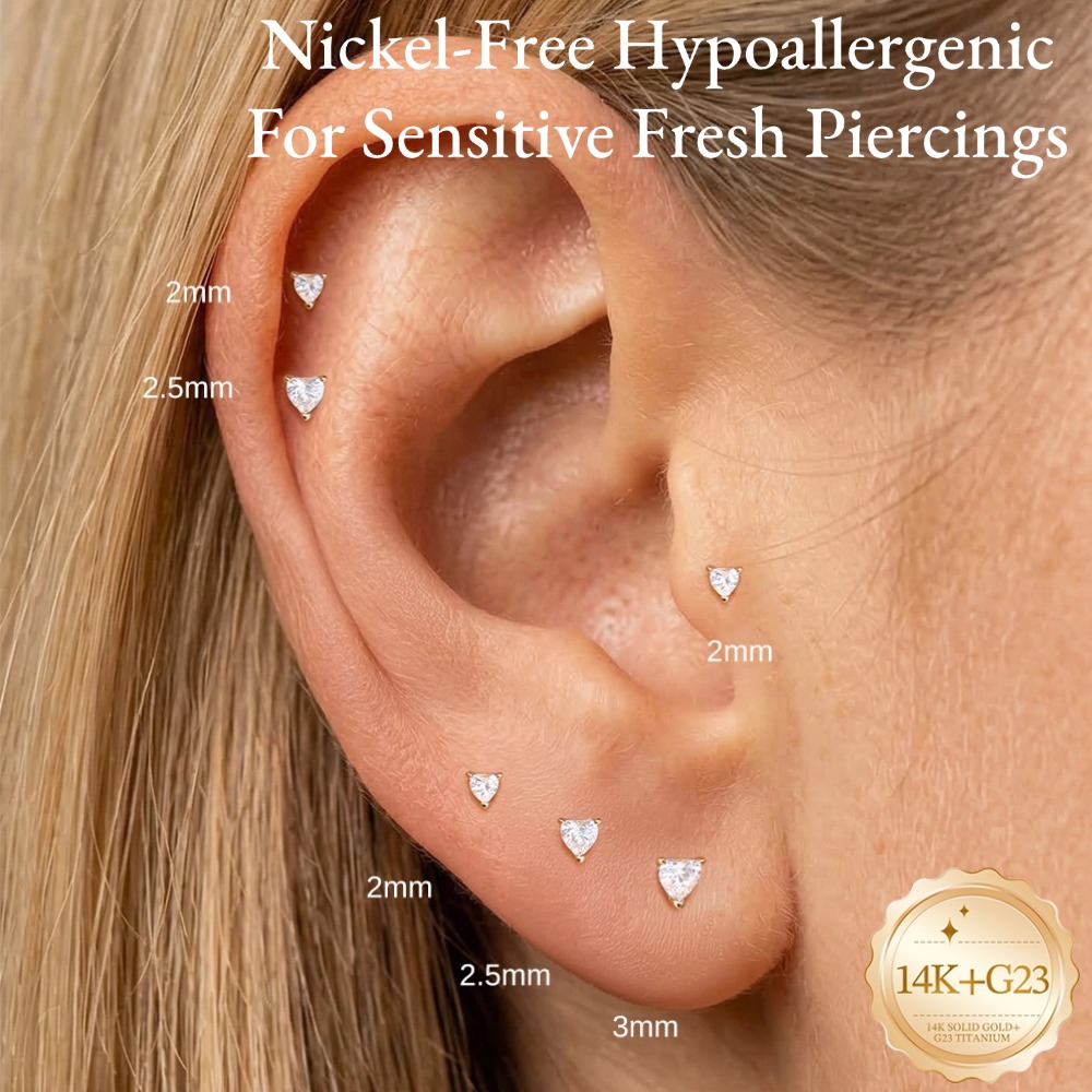 Brincos de Ouro Sólido 14K com - Tragus Flat Back avaliação e preço