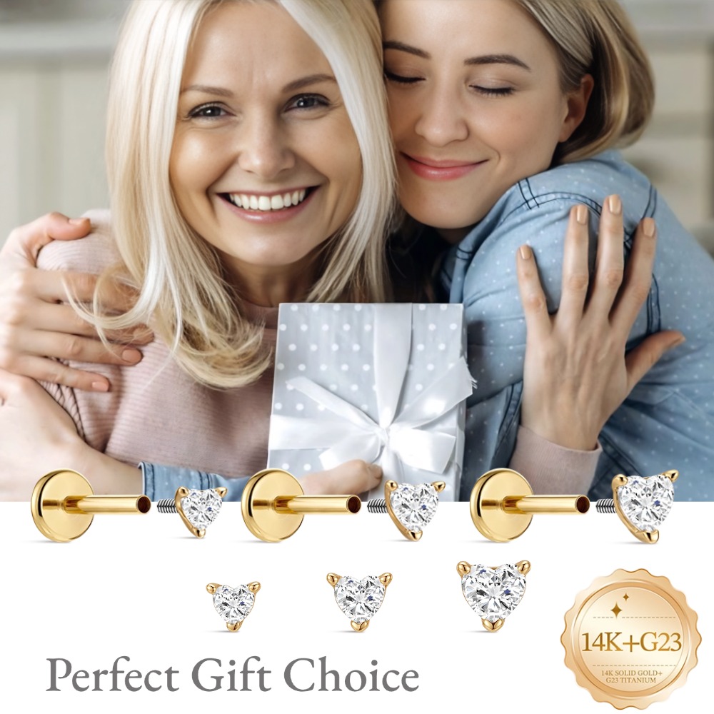 Brincos de Ouro Sólido 14K com - Tragus Flat Back avaliação e preço