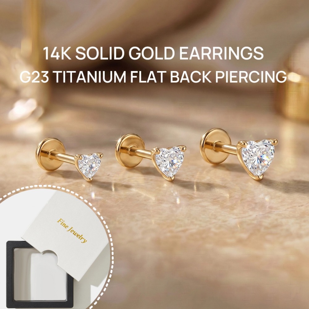 Brincos de Ouro Sólido 14K com - Tragus Flat Back avaliação e preço