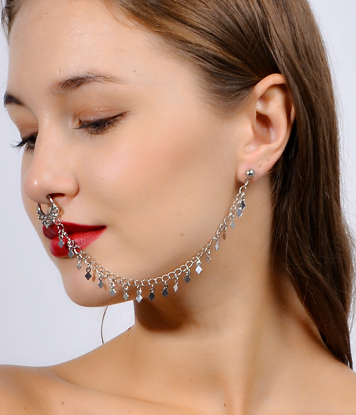 Anel de nariz, corrente de nar - Body Jewelry Indian avaliação e preço