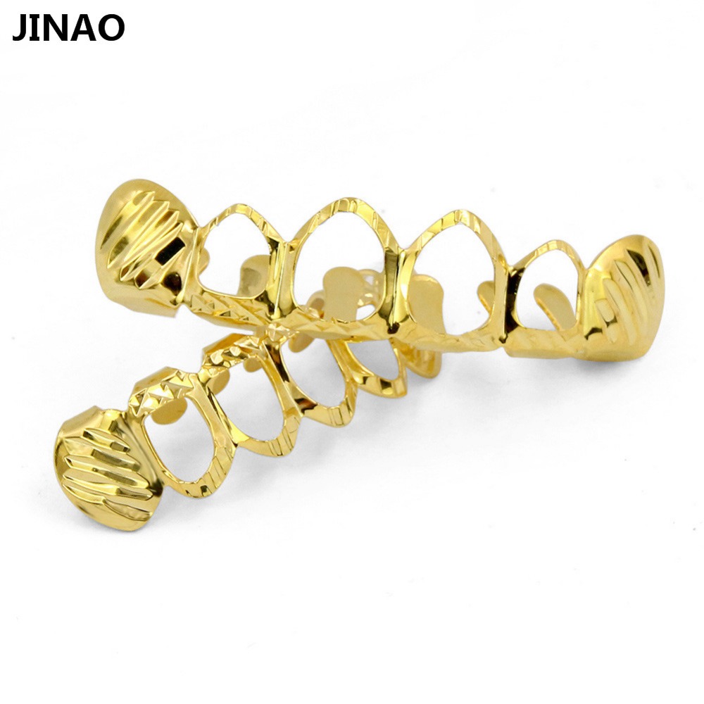 JINAO-Conjunto D-Cut Grillz, c - Body Jewelry Gold Plated avaliação e preço