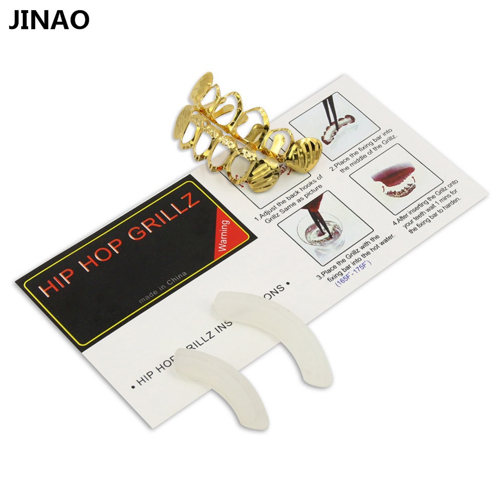 JINAO-Conjunto D-Cut Grillz, c - Body Jewelry Gold Plated avaliação e preço