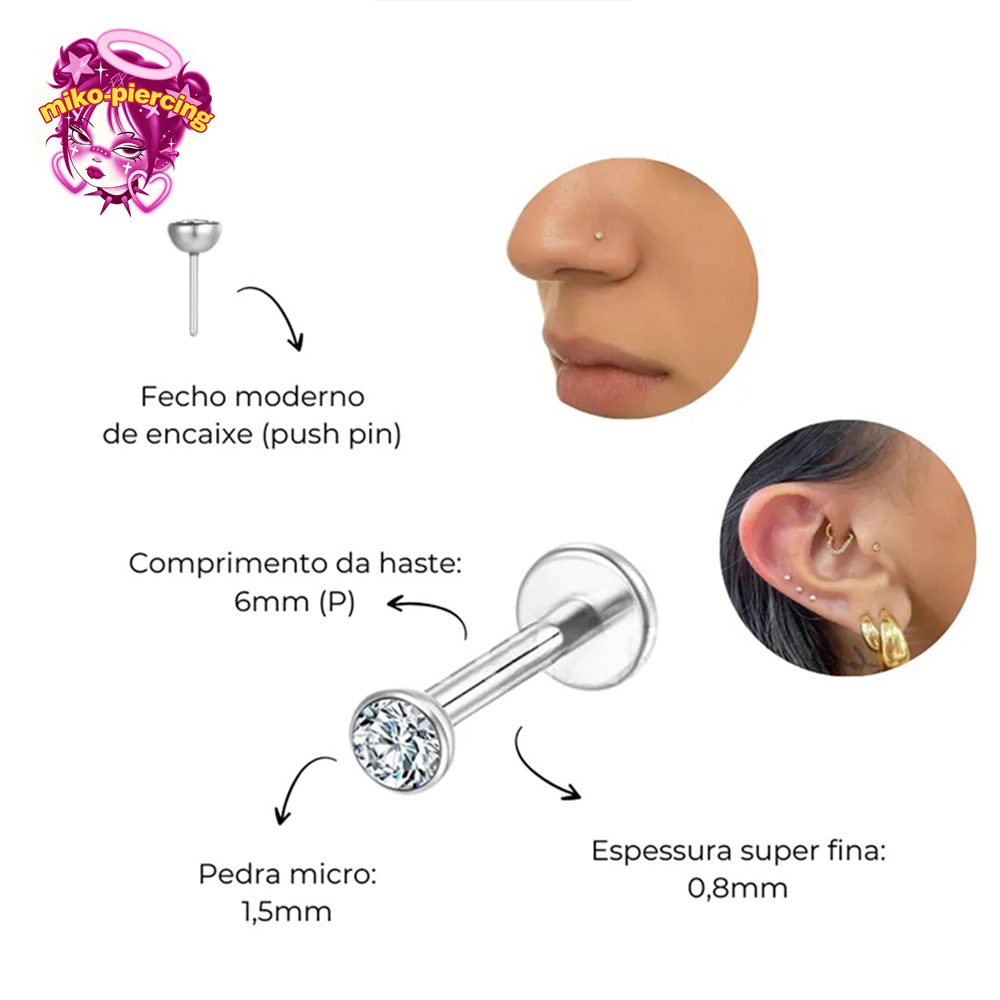 10 Peças ASTM F136 Titânio 20G - Body Jewelry Threadless avaliação e preço