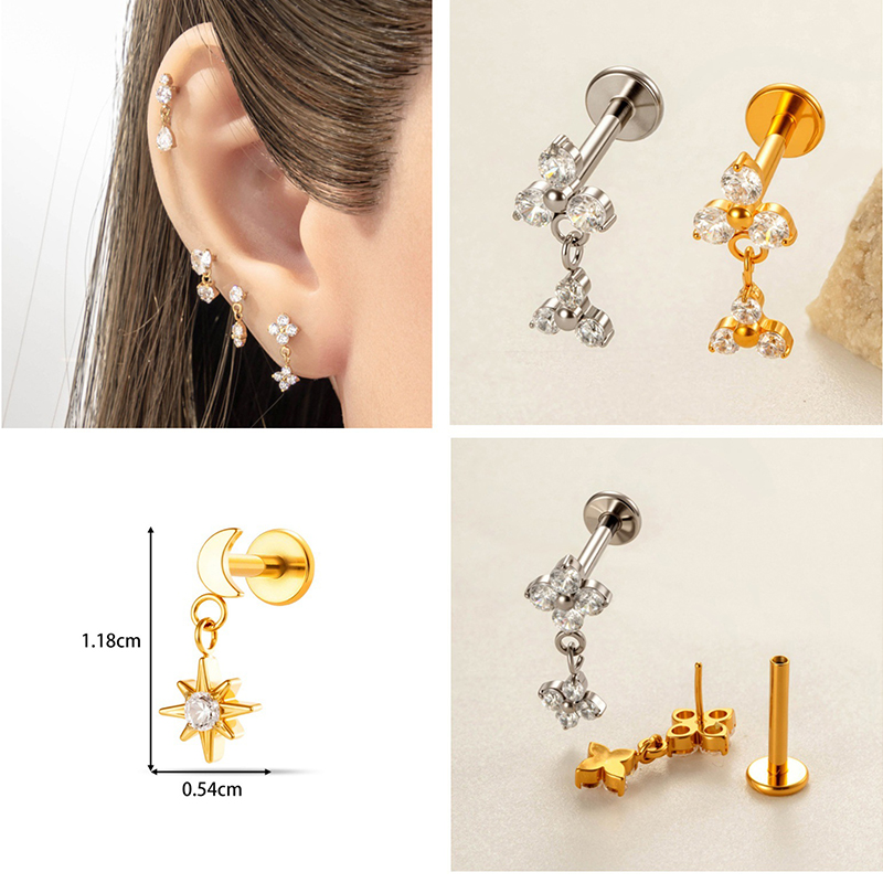 1 Peça Piercing Labret de Titâ - Body Jewelry Threadless avaliação e preço