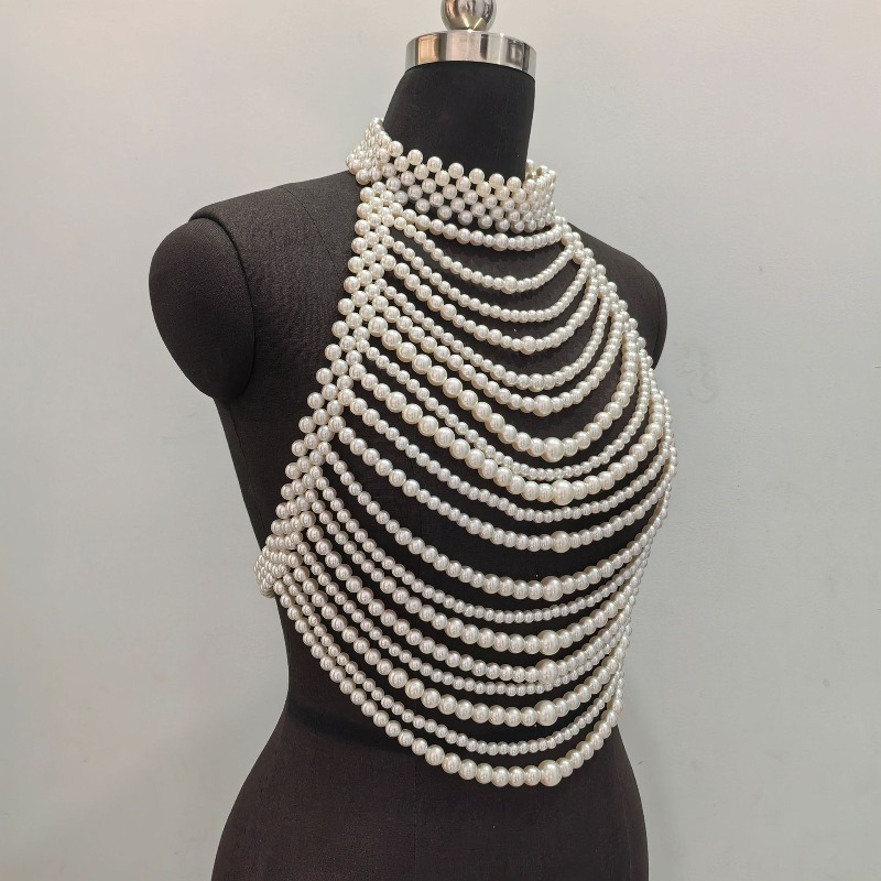Corrente de peito com contas e - Body Jewelry Trend avaliação e preço
