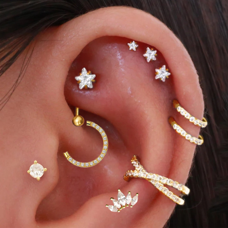 Helix piercing estrela brincos - Body Jewelry Trend avaliação e preço